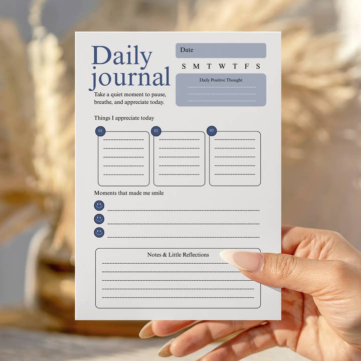 Blue Daily Journal Notepad for wholesale by Peachi Lane
