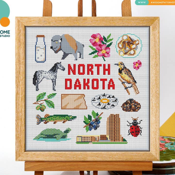 CS1937 North Dakota Collection, Kreuzstich-Set mit gezählten Zahlen für den Großhandel von Awesome Pattern Studio