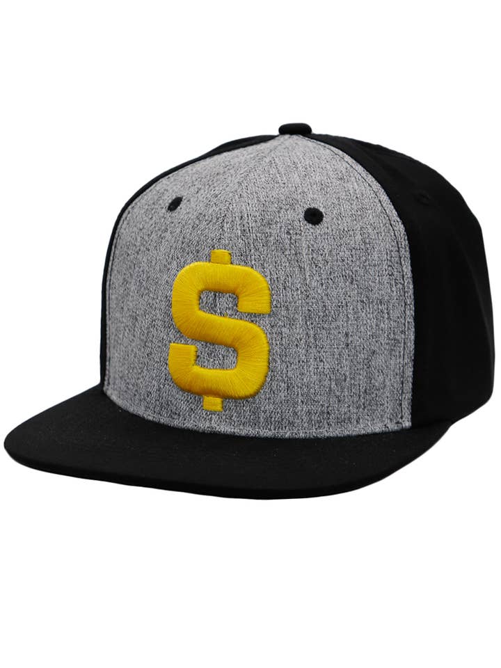 Simbolo del dollaro in tweed Heather Front Flat Bill Snapback per la vendita all'ingrosso da parte di Cap Zone