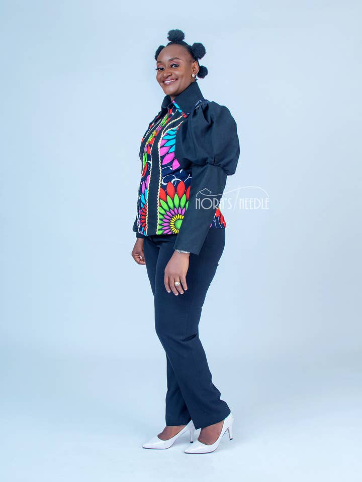 Veste Larai Ankara/Veste à imprimé africain pour la vente par Nora's Needle
