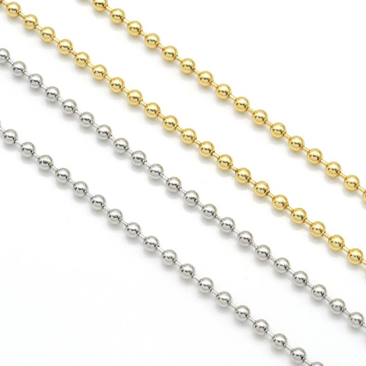 Plain Gold Silver ball chain by yard, sku#LD360 for wholesale by BestBeads&Beyond