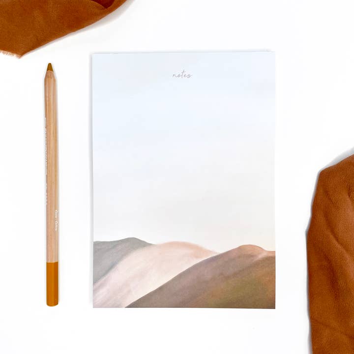 Pink Hills Notepad for wholesale by Maija Rebecca Hand Drawn