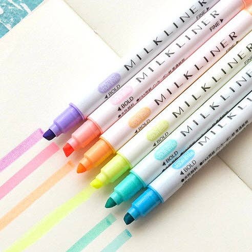 LULUFUNSTUDIO - Wholesale Marker - Mildliner Type Colourful Dual Pens 12set