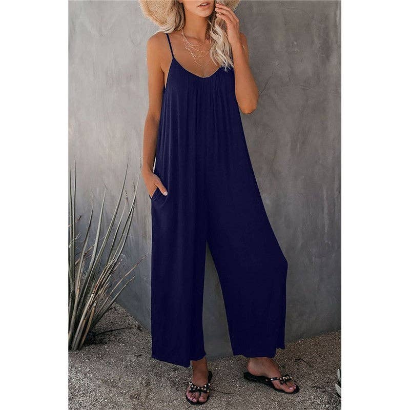 FurDecoration - Wholesale Jumpsuit - Women's - Wide-Leg Spaghetti Strap Loose-Fit Jumpsuit3