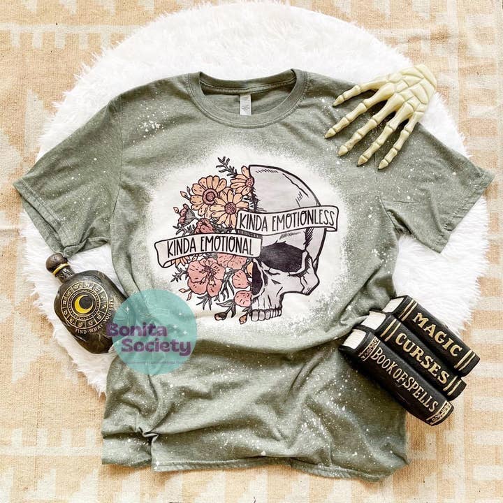 Bleached Skellie Kinda Emotional Kinda Emotionless Tshirt for wholesale by Bonita Wholesale Store