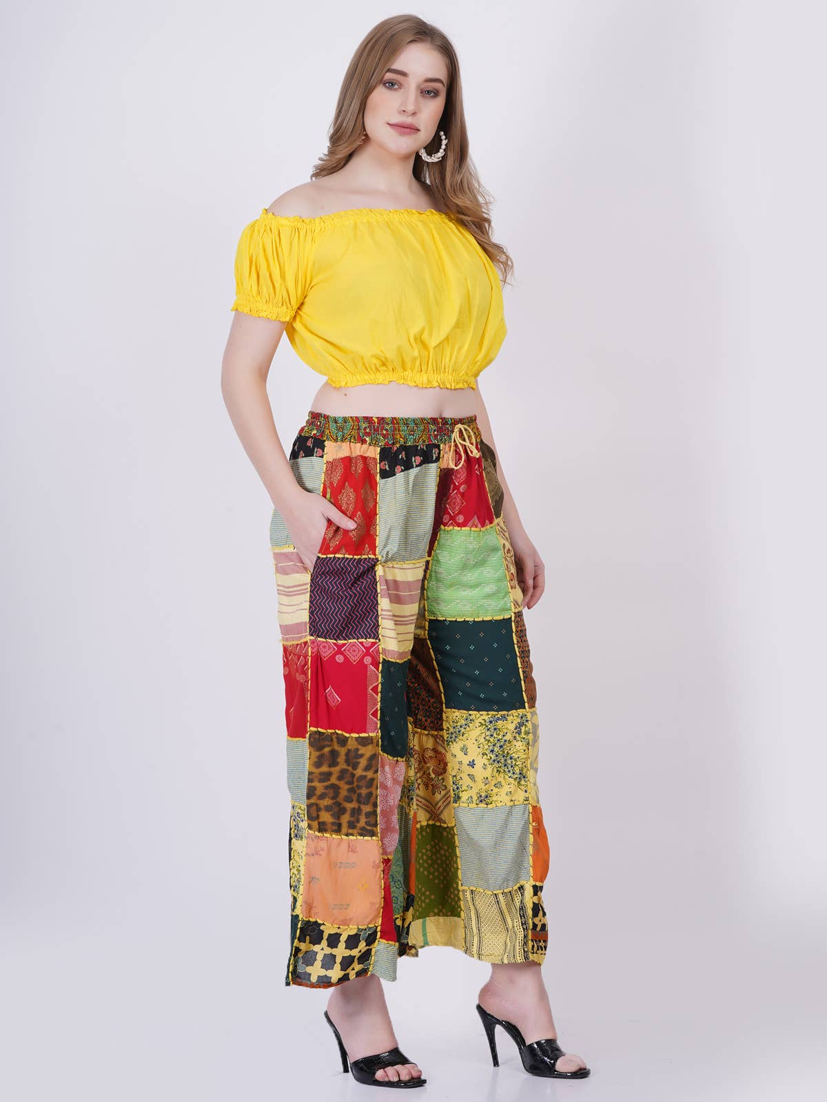 Wevez - Wholesale Pants - Women's - Women Multi Patchwork Wide Leg Pajama Acidwash Pant Mix Lot8