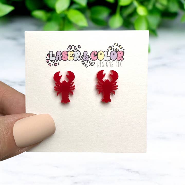Laser & Color Designs LLC - Vente Clous d'oreille - Boucles d'oreilles écrevisses homard, boucles d'oreilles Mardi Gras, été1