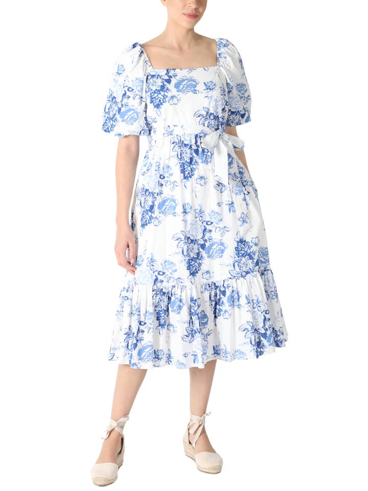 Manga de balão de algodão cortada impressa Midi por atacado de Julia Jordan