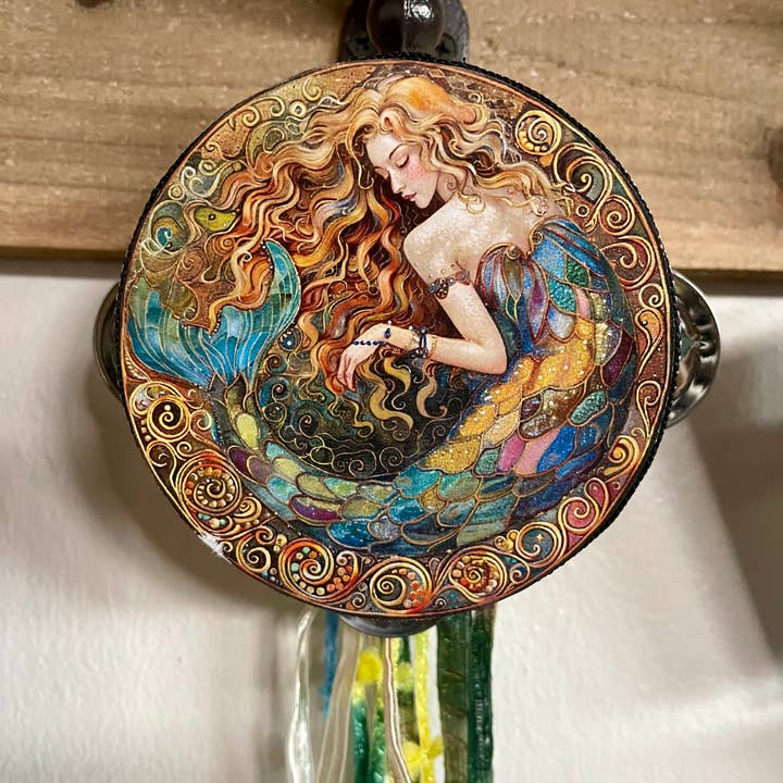 Charmed "Mana" Mermaid 4" Tambourine Art for wholesale by Bodhi Leaf Market