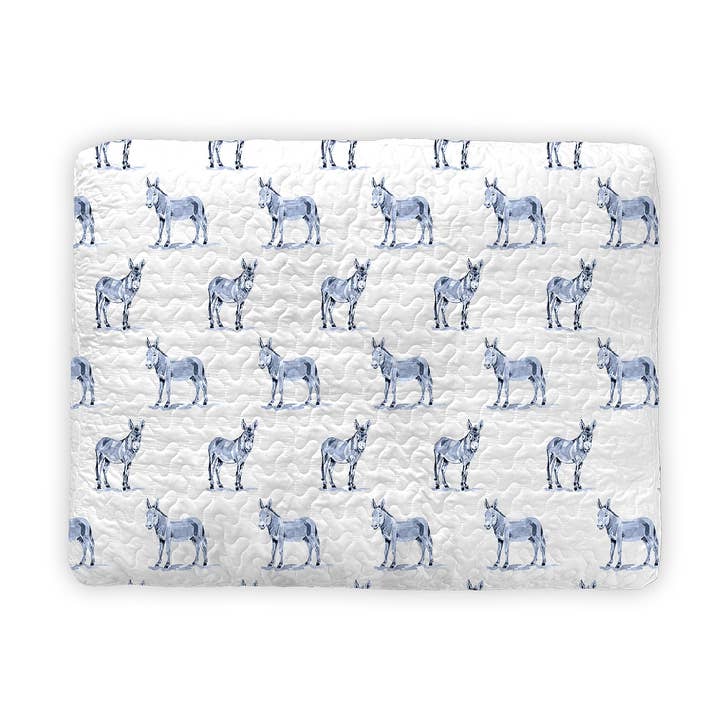 Donkey Icon Blue Quilted Pet Bed for wholesale by Ida Mae Home