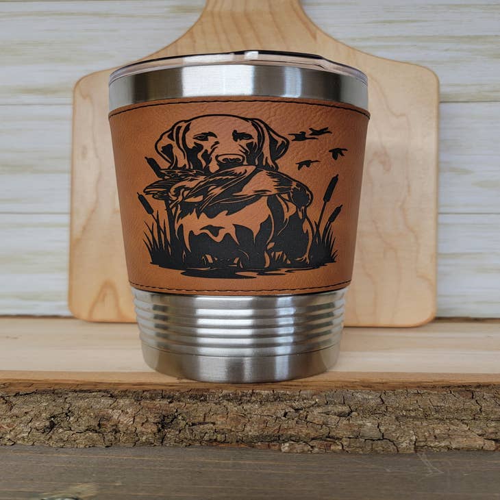 Wooden Hunt 20 oz insulated tumbler with lid and straw