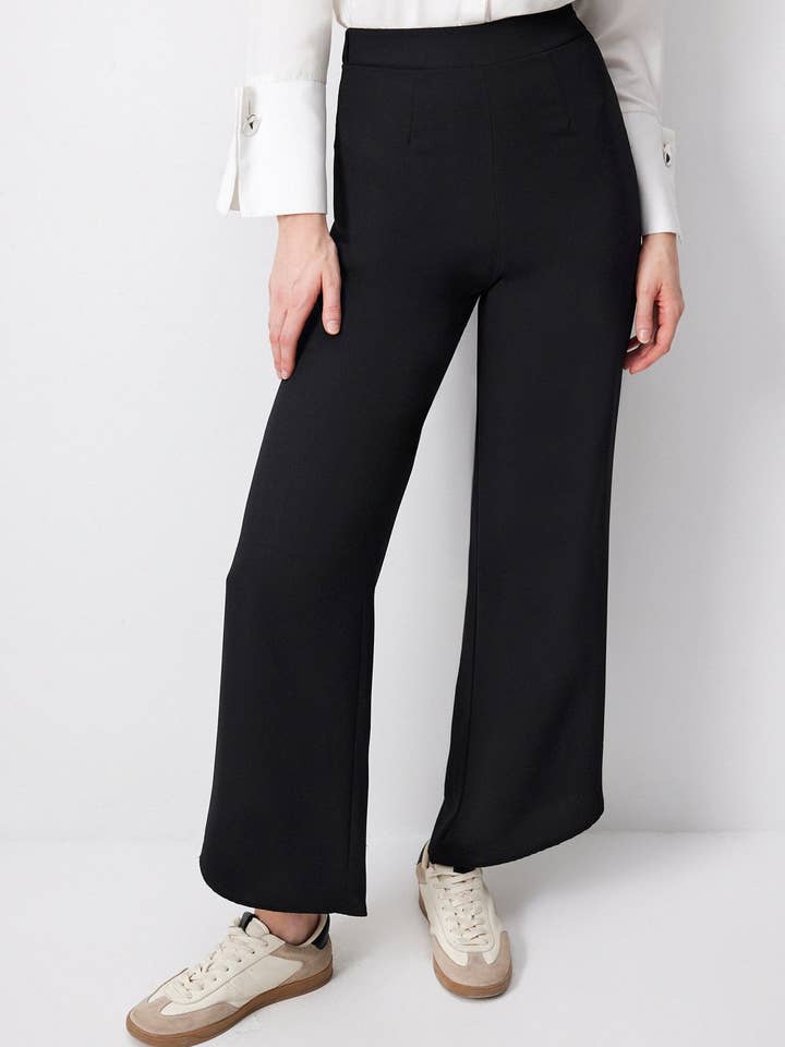 WIDE-LEG HIGH WAIST CREPE PANTS for wholesale by Touché Privé