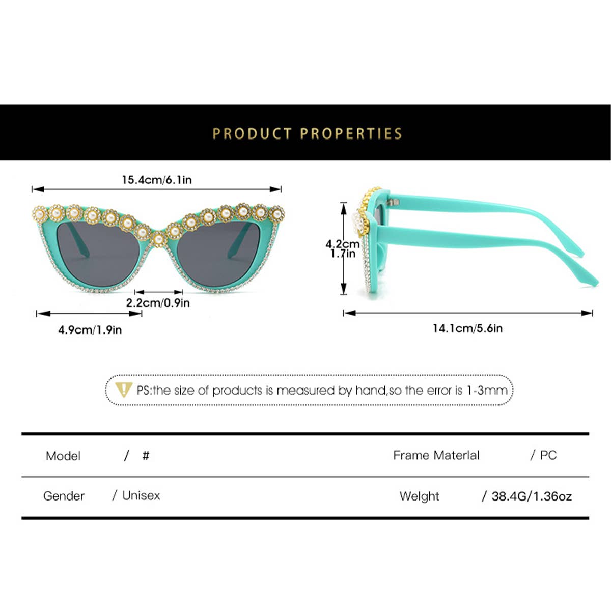 ACCITY - Wholesale Sunglasses - Women's - HANDMADE RHINESTONE PEARL RETRO CAT-EYE SUNGLASSES_CWASG026816