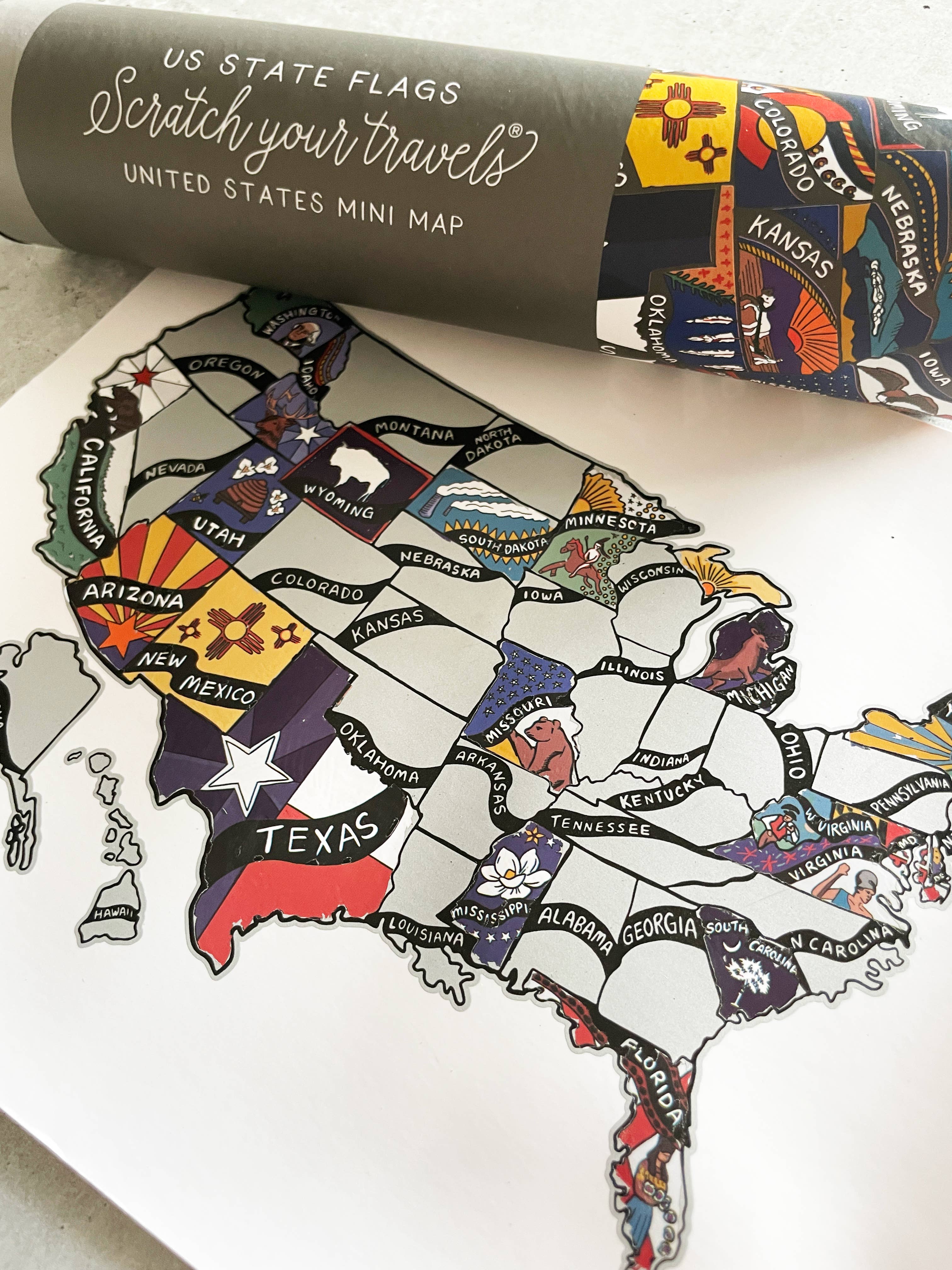 Suade - Wholesale Map - US State Flag Scratch Your Travels Mini Map11