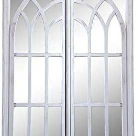 Rustic White Window Arch Wall Mirror 66x96cm for wholesale by DEENZ