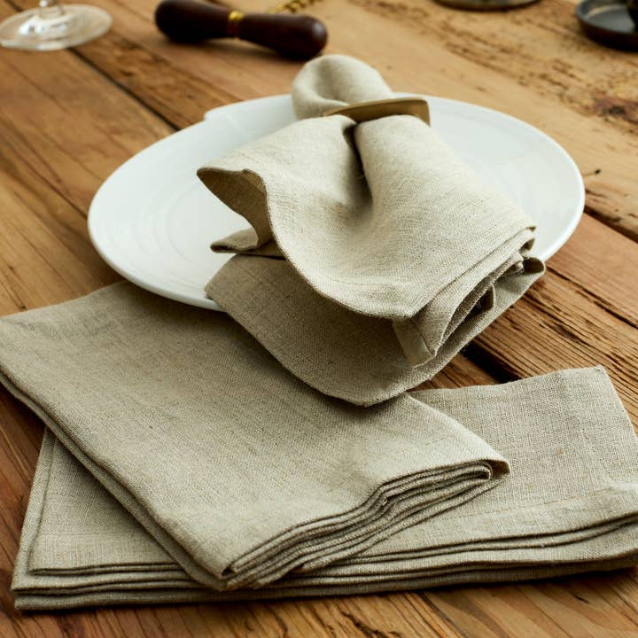 What a Host Home - Wholesale Dinner & Cloth Napkin - Cassis Linen Table Napkin Beige Set1