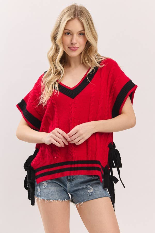 Sewn and Seen - Wholesale Sweater Vest - Women's - Cable Knit Varsity Sweater Vest18