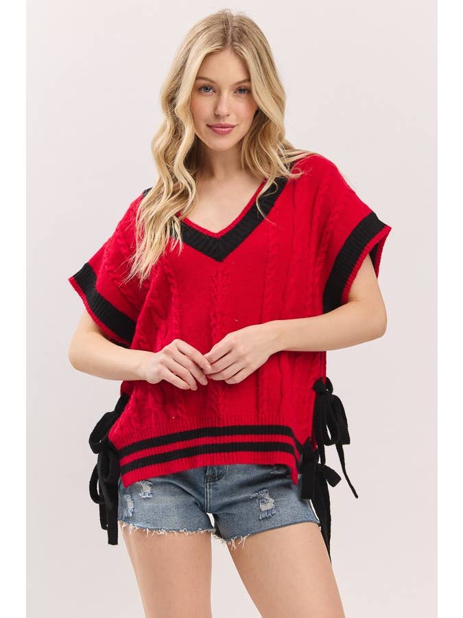 Sewn and Seen - Wholesale Sweater Vest - Women's - Cable Knit Varsity Sweater Vest18