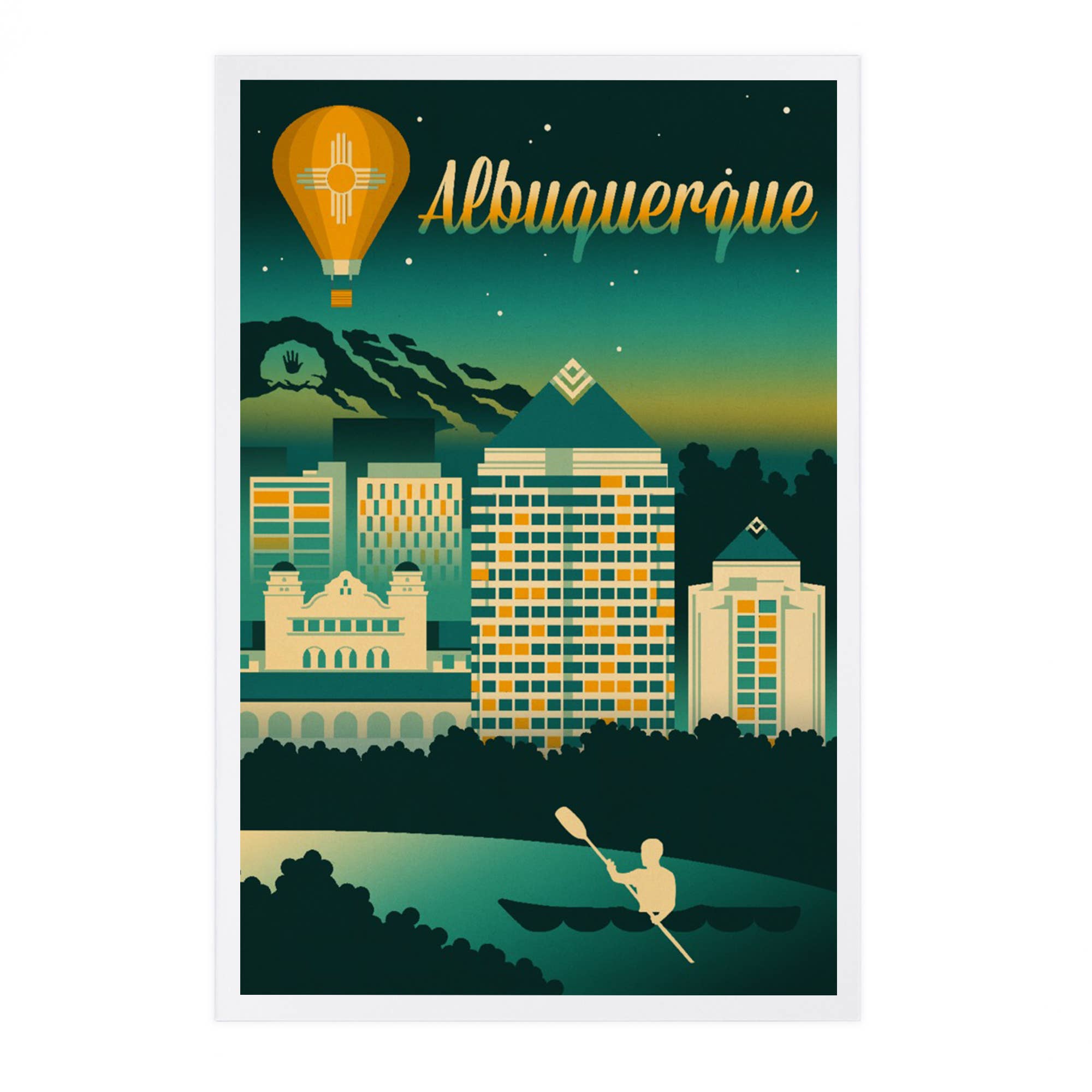 Lantern Press - Wholesale Postcard - PREMIUM POSTCARDS Albuquerque, NM, Retro Skyline Chromatic0