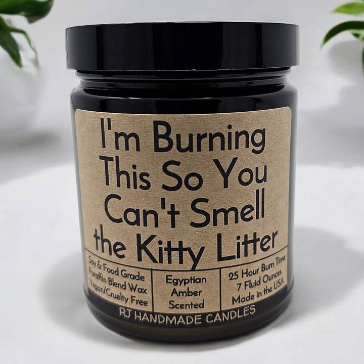 Scented Candle - Burning So You Can't Smell the Kitty Litter for wholesale by Candlelit Desserts