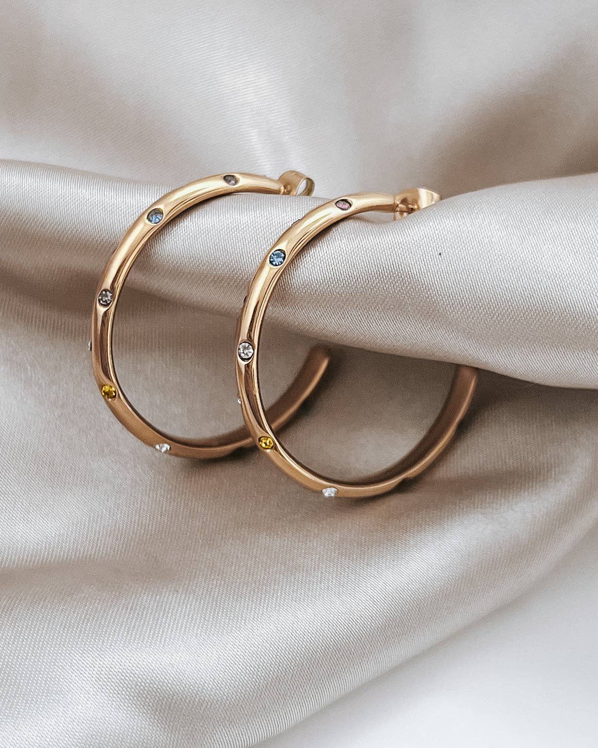 BELJOY - Wholesale Hoop Earrings - Elisha Diamond Crystal Hoop Earrings || Choose Color1
