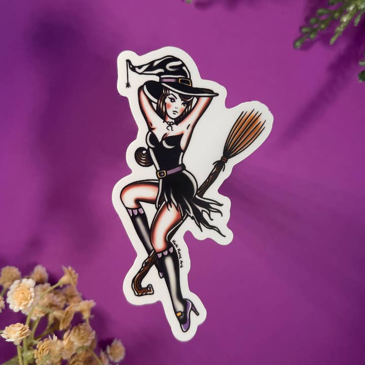 Holli Rose Art - Wholesale Sticker - Witch American Traditional Sticker