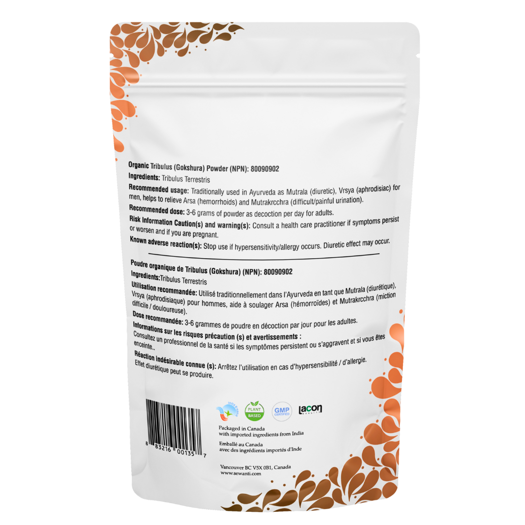 Sewanti Ayurvedic Series – Engroshandel Protein-/superfoodpulver – Økologisk Gokshura Pulver - Tribulus Terrestris1