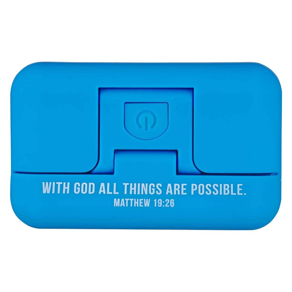 Christian Art Gifts - Wholesale Booklight - Book Light Blue With God all Things are Possible Matt. 19:260