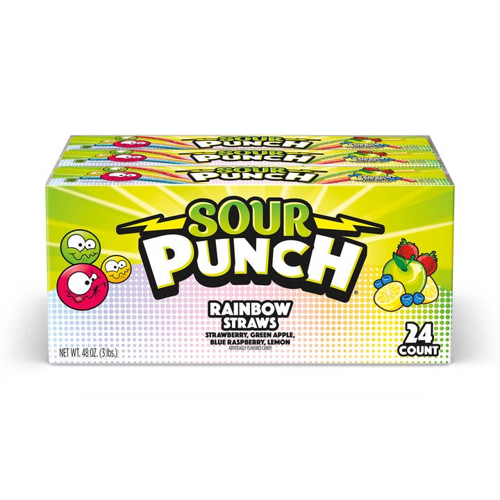 I Got Your Candy - Vente Bonbons gélifiés - Pailles arc-en-ciel Sour Punch 2 oz - 24 carats1