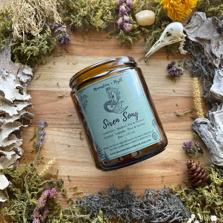 Moonstone and Myth - Wholesale Jar/Filled Candle - Siren Song, 100% soy wax scented candle5