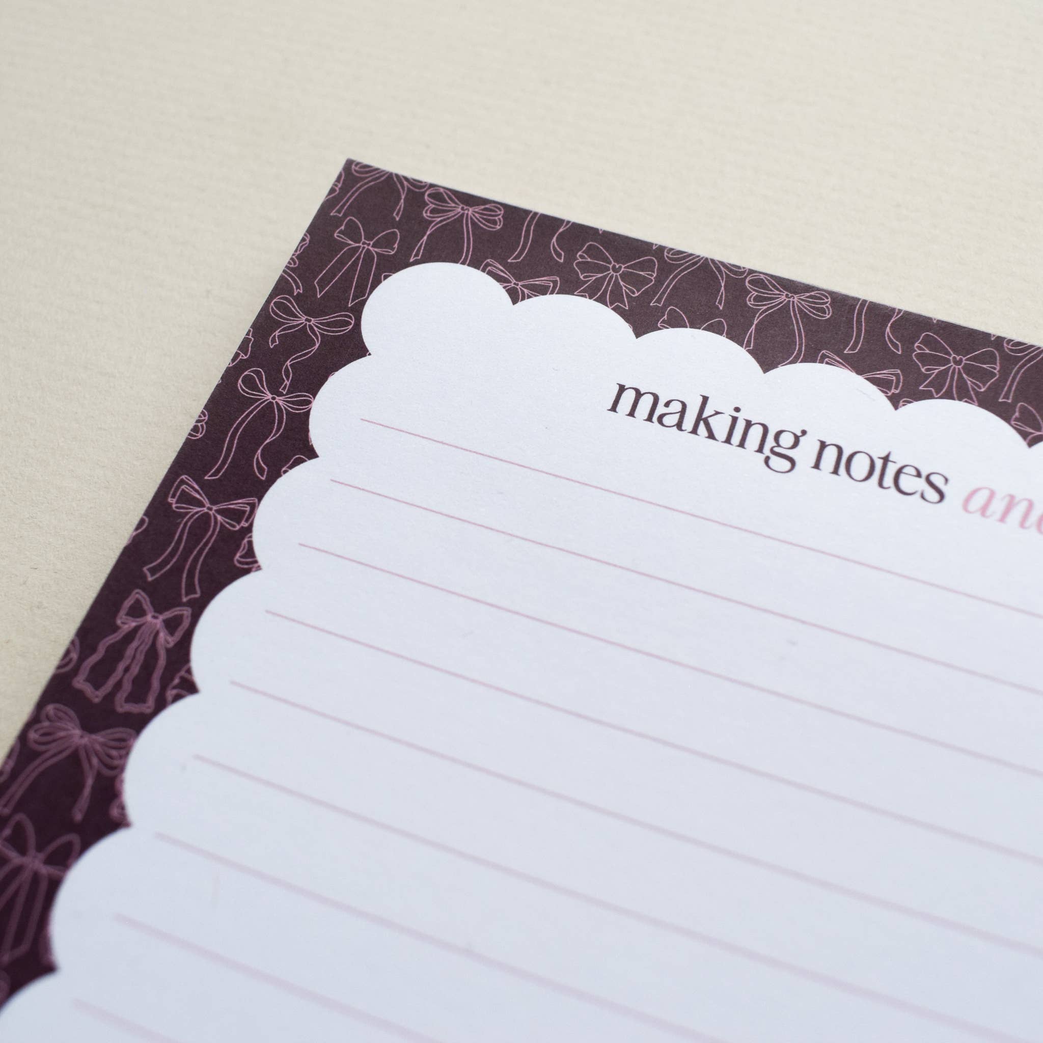 Jennifer Tune - Wholesale Notepad - A5 Notepad with Bows Design3