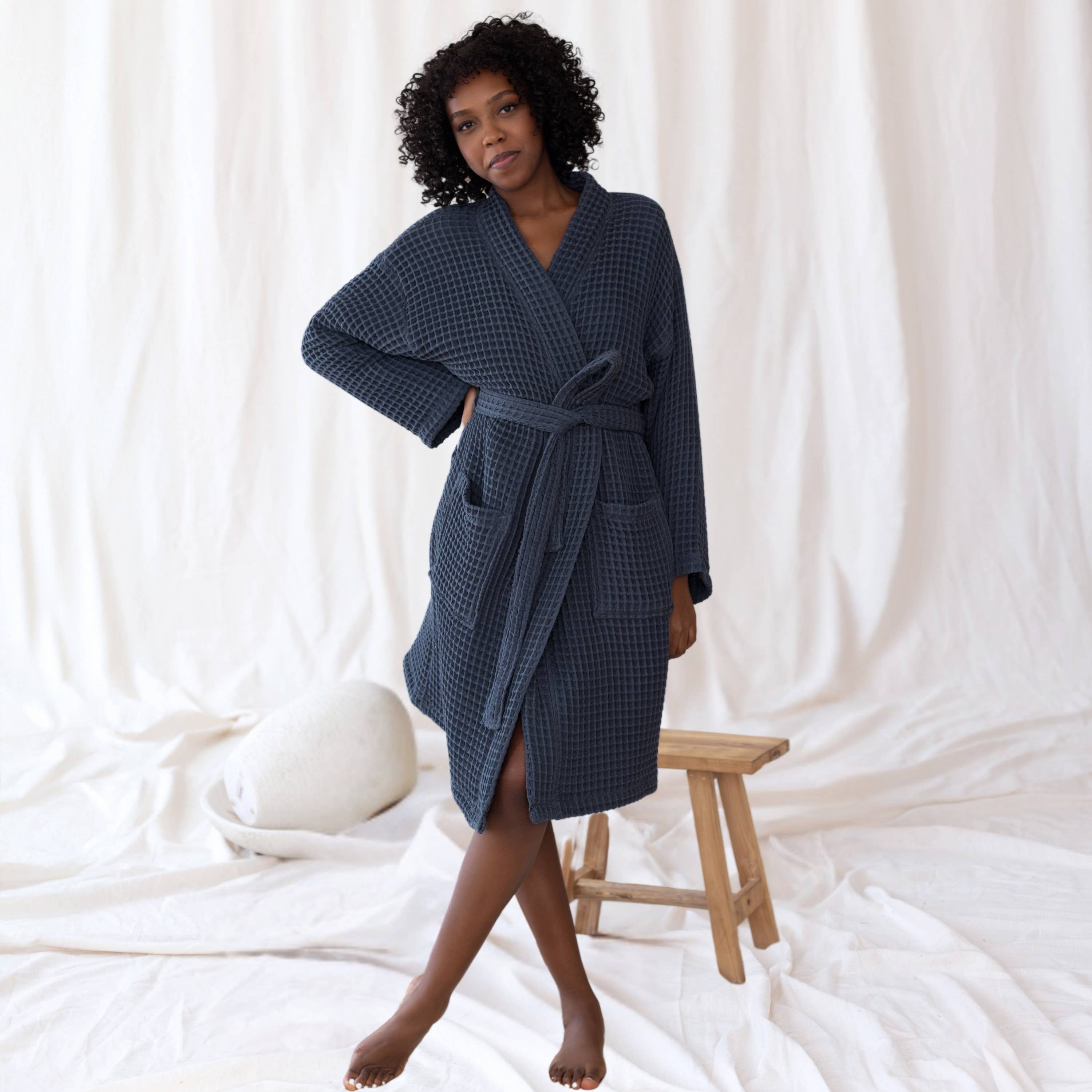 Vivamaison - Wholesale Robe - Unisex - Luxurious Waffle Kimono Bathrobe, 100% Cotton, Unisex Style5