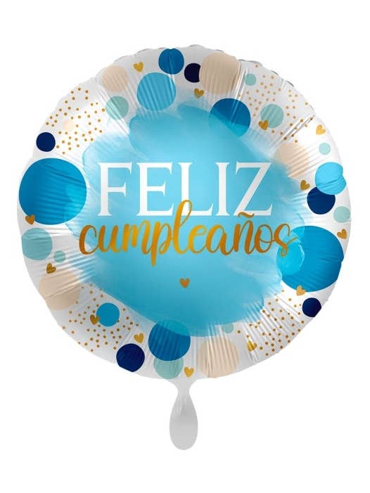 * MYLAR BALLOON HAPPY BIRTHDAY BLUE POLKA DOTS for wholesale by Mis Globos