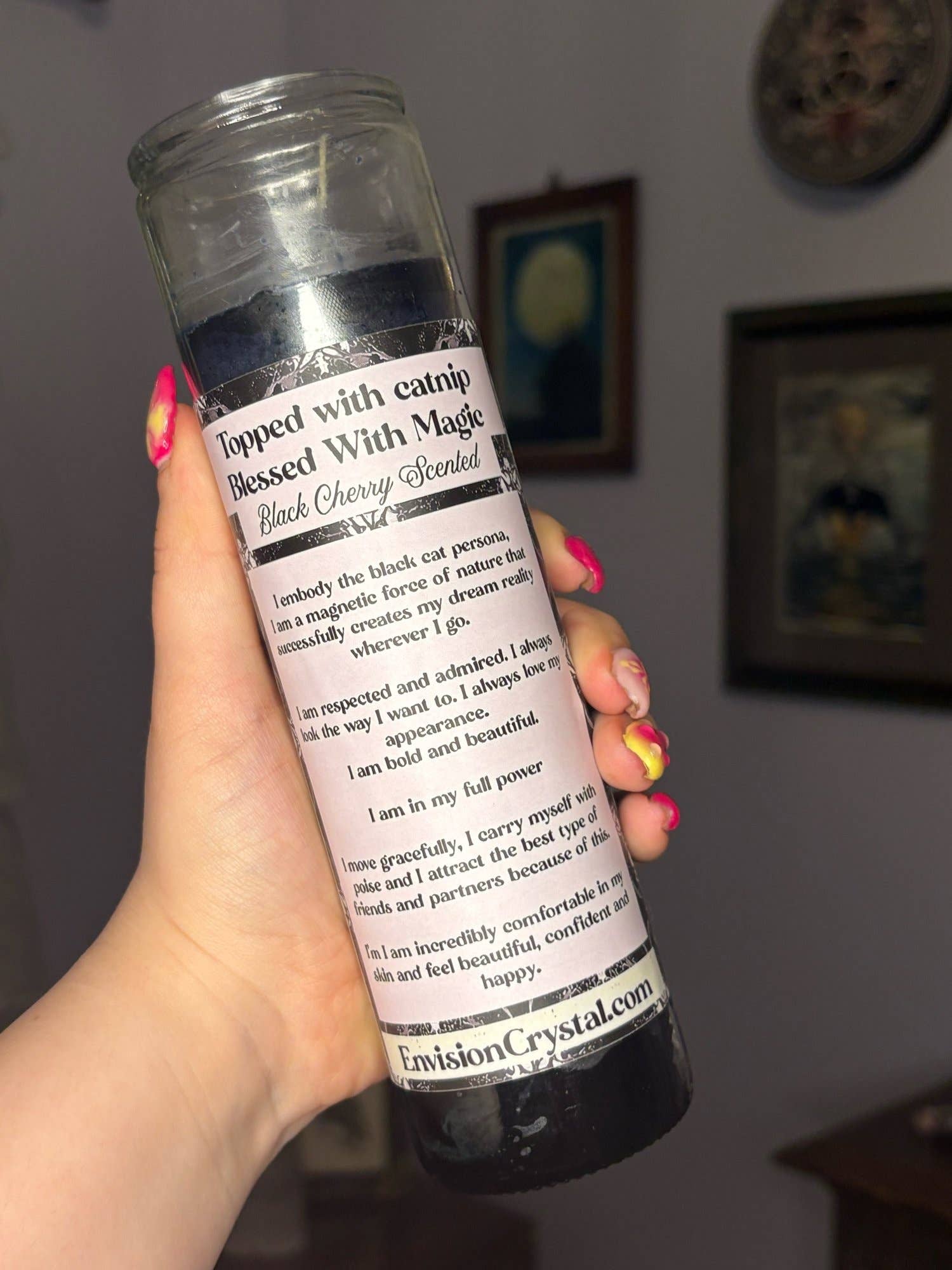Envision Crystal - Wholesale Jar/Filled Candle - Black Cat 7-Day Candle - Scented and Blessed With Magic1