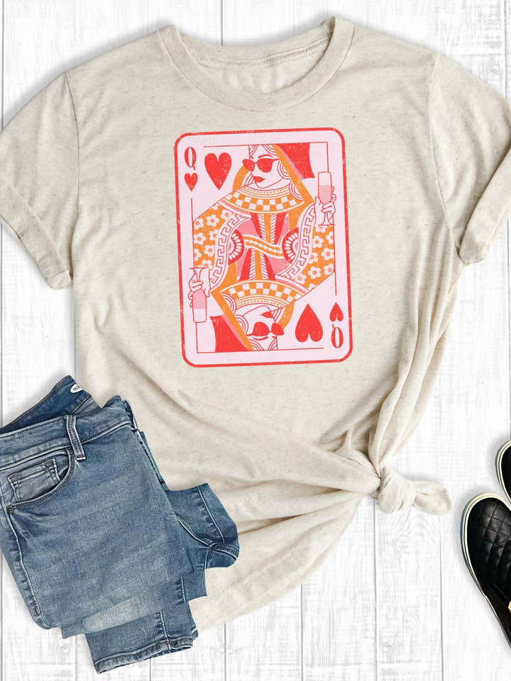 Oat Valentine's Day Queen Of Hearts Graphic Tee for wholesale on Faire0