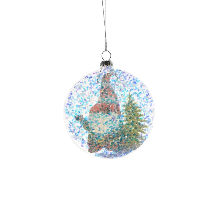 Starlight Collection - Wholesale Ornament - Clear Glittery Ball Ornament with Gnome and Candy Cane2