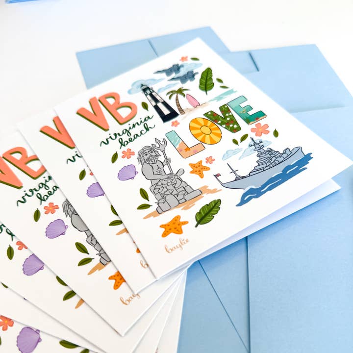 Virginia Beach Landmarks | Note Card Set of 6 for wholesale by Oak Shore Collective LLC