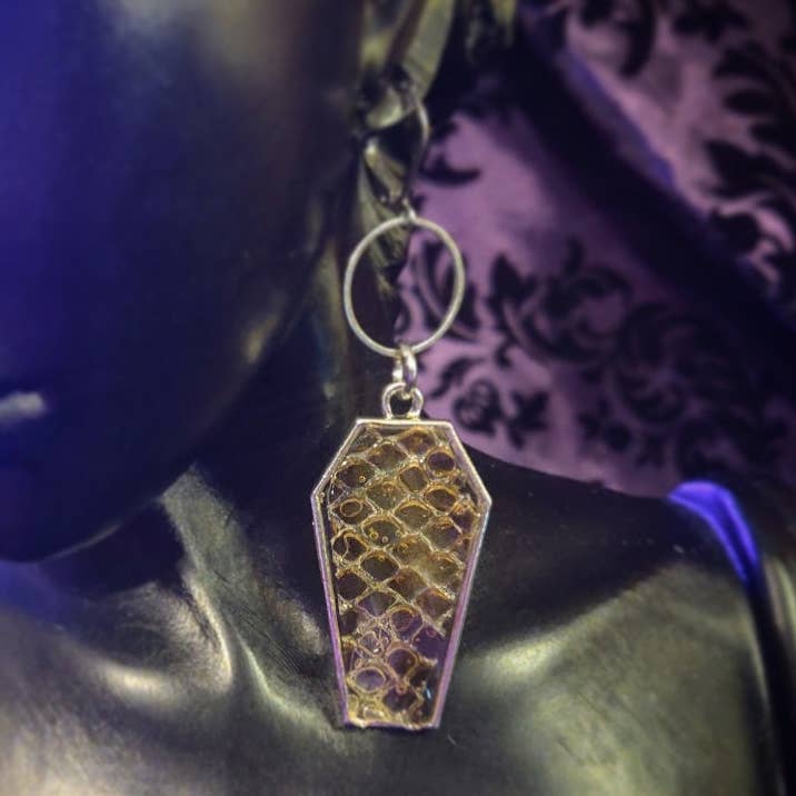 Snakeskin Shed Coffins (Earrings) for wholesale by Hell Kitten RVA
