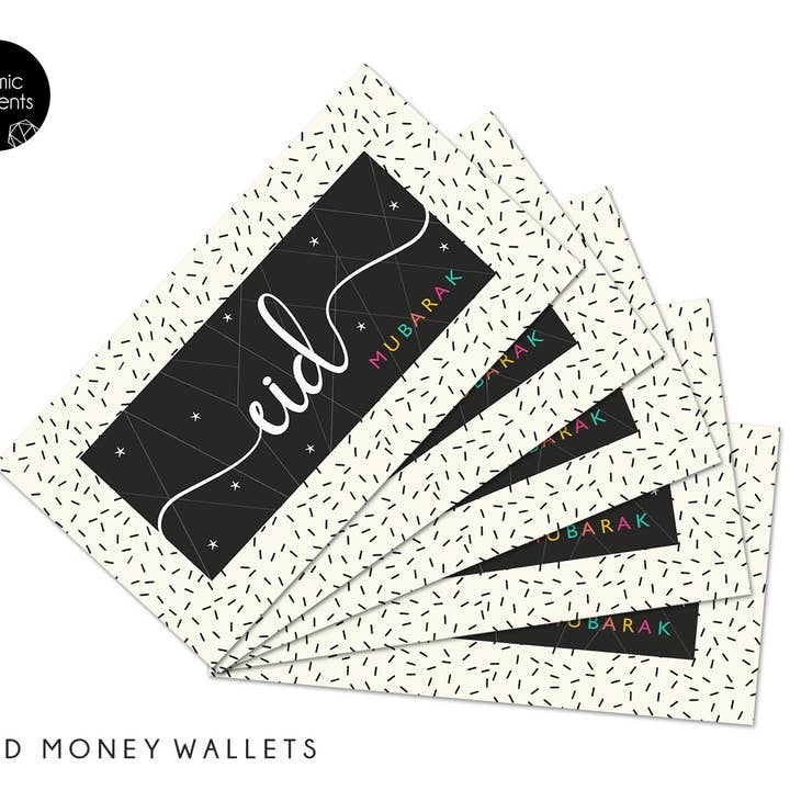 Multipack of 5 Eid Mubarak Money Wallets Eid Gift Cards for wholesale by Islamic Moments