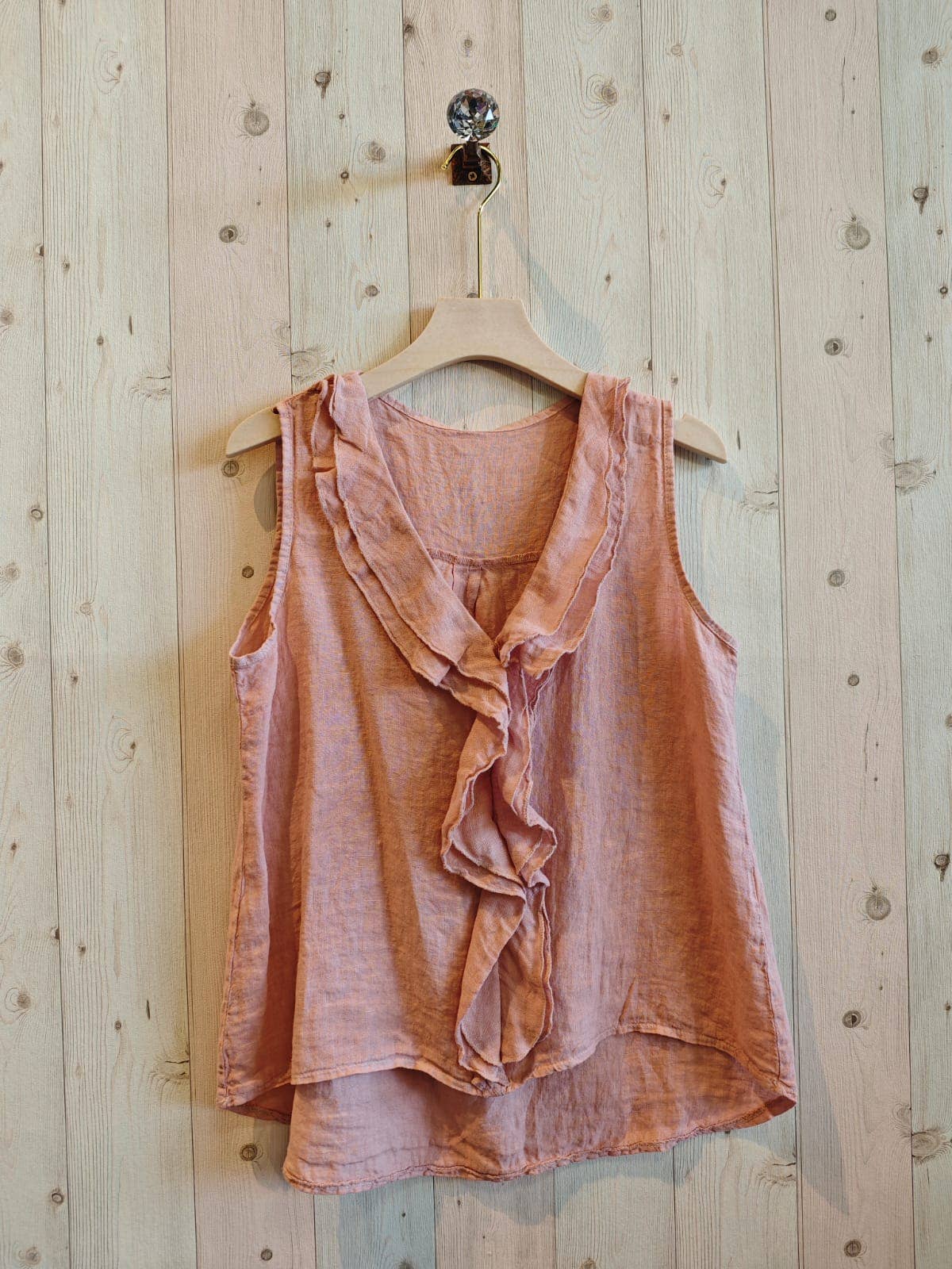 Linen & More - Wholesale Blouse - Women's - REF 17461 100% LINEN RUFFLE T-SHIRT12