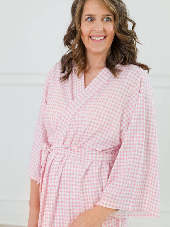 SoftSnooze™ Women's Cotton Modal Pink Gingham Mommy & Me Maternity Robe
for wholesale on Faire7