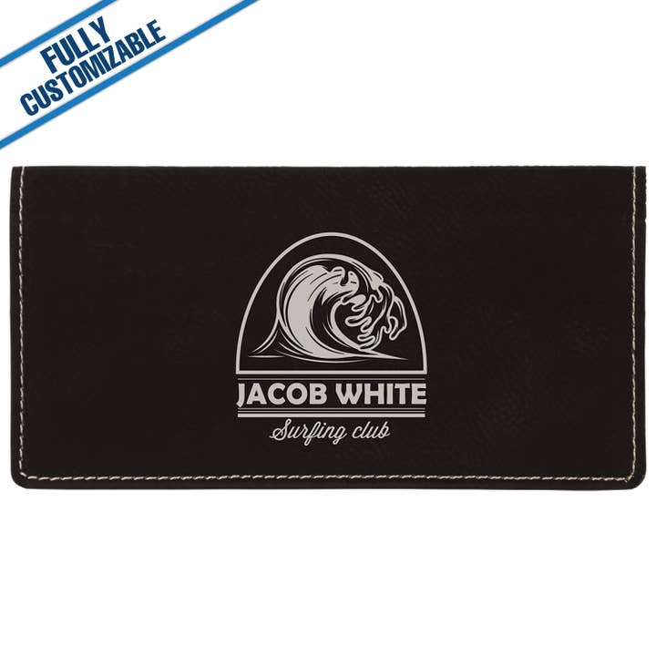 GiftWorksPlus - Vente Portefeuille de voyage - Couverture de chéquier en similicuir gravée - Entièrement personnalisable5