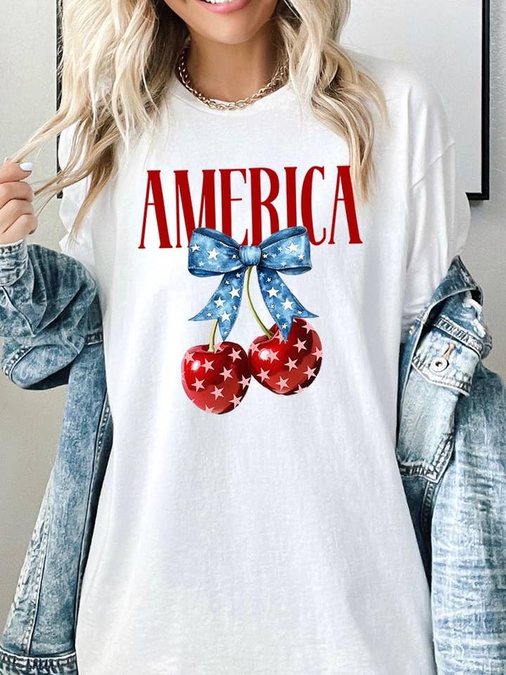 Amerika Kirsebær Grafisk T-shirt i Kraftig Bomuld for engroshandel hos COLORBEAR