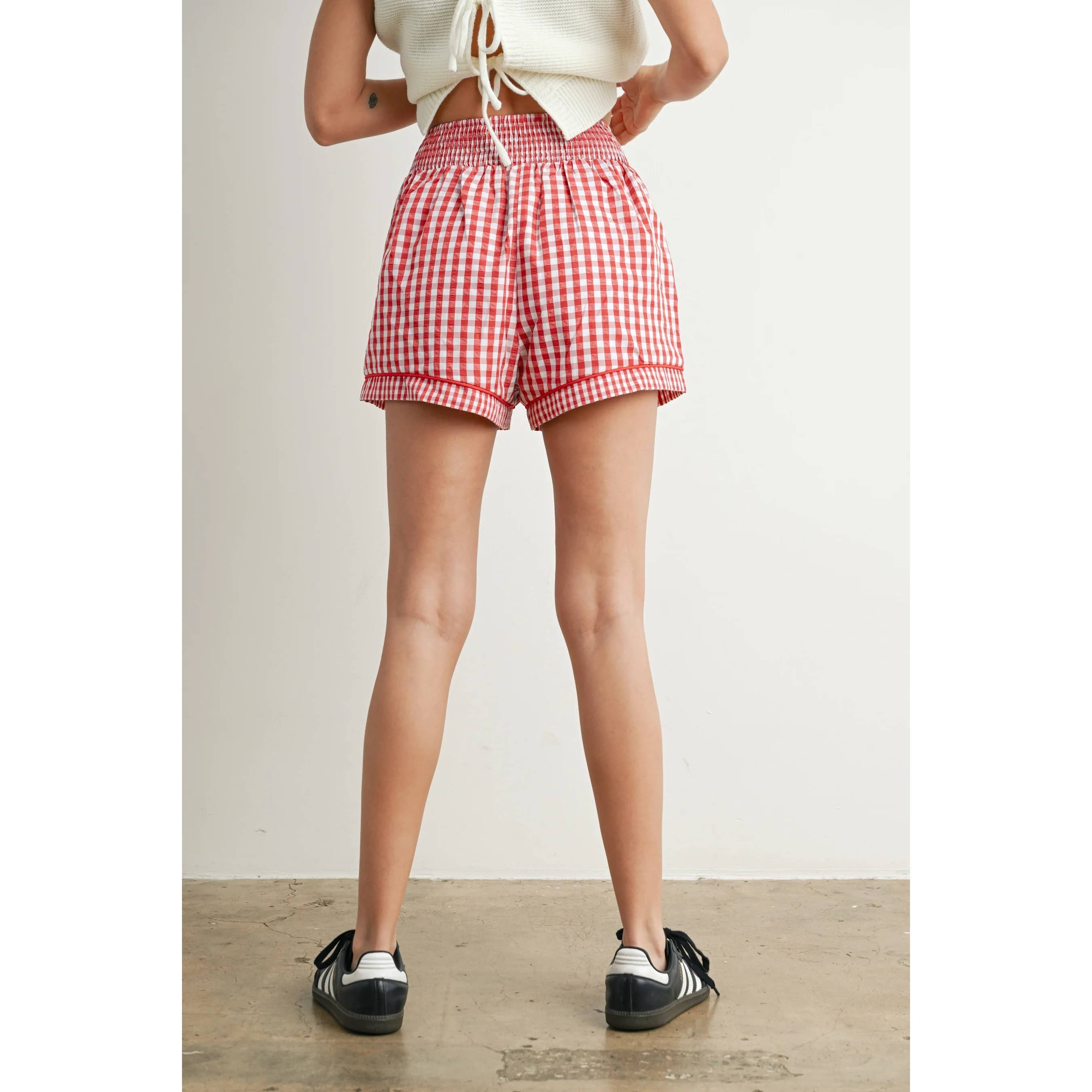 Apolline - Wholesale Shorts - Women's - Garterized Gingham Shorts Classic Charm Effortless Comfort12