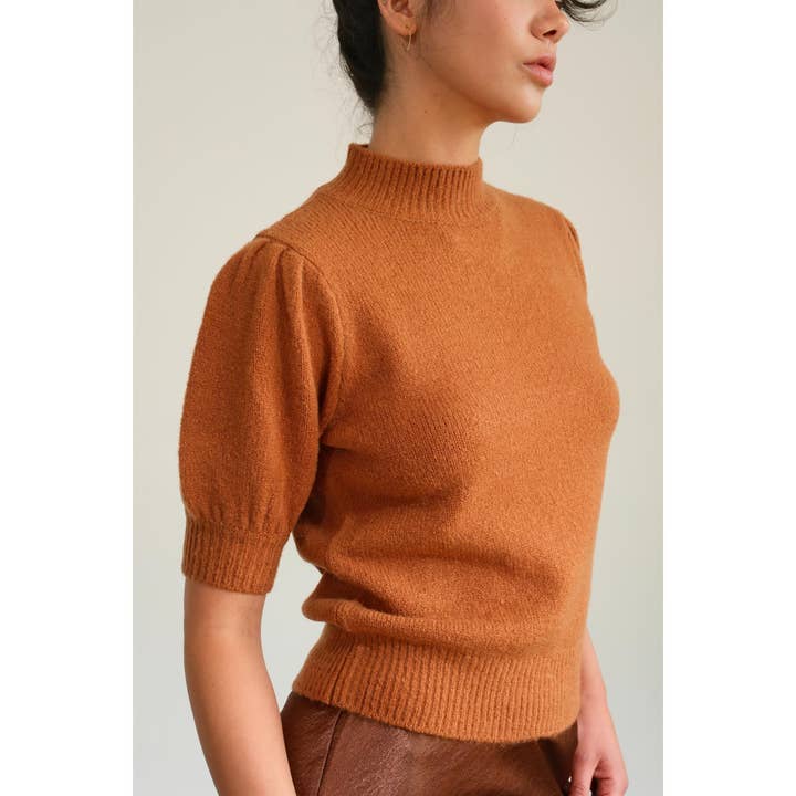HYFVE - Wholesale Knit Sweater - Women's - DZ24E457-SHORT SLEEVE SWEATER WITH PUFF SLEEVES