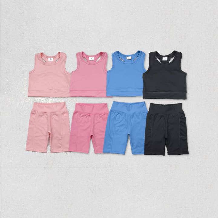 Aier Wholesale - Wholesale Top & Short Set - Kids - Sibling Baby Girls Athletic Active Wear Top Shorts Clothes Sets