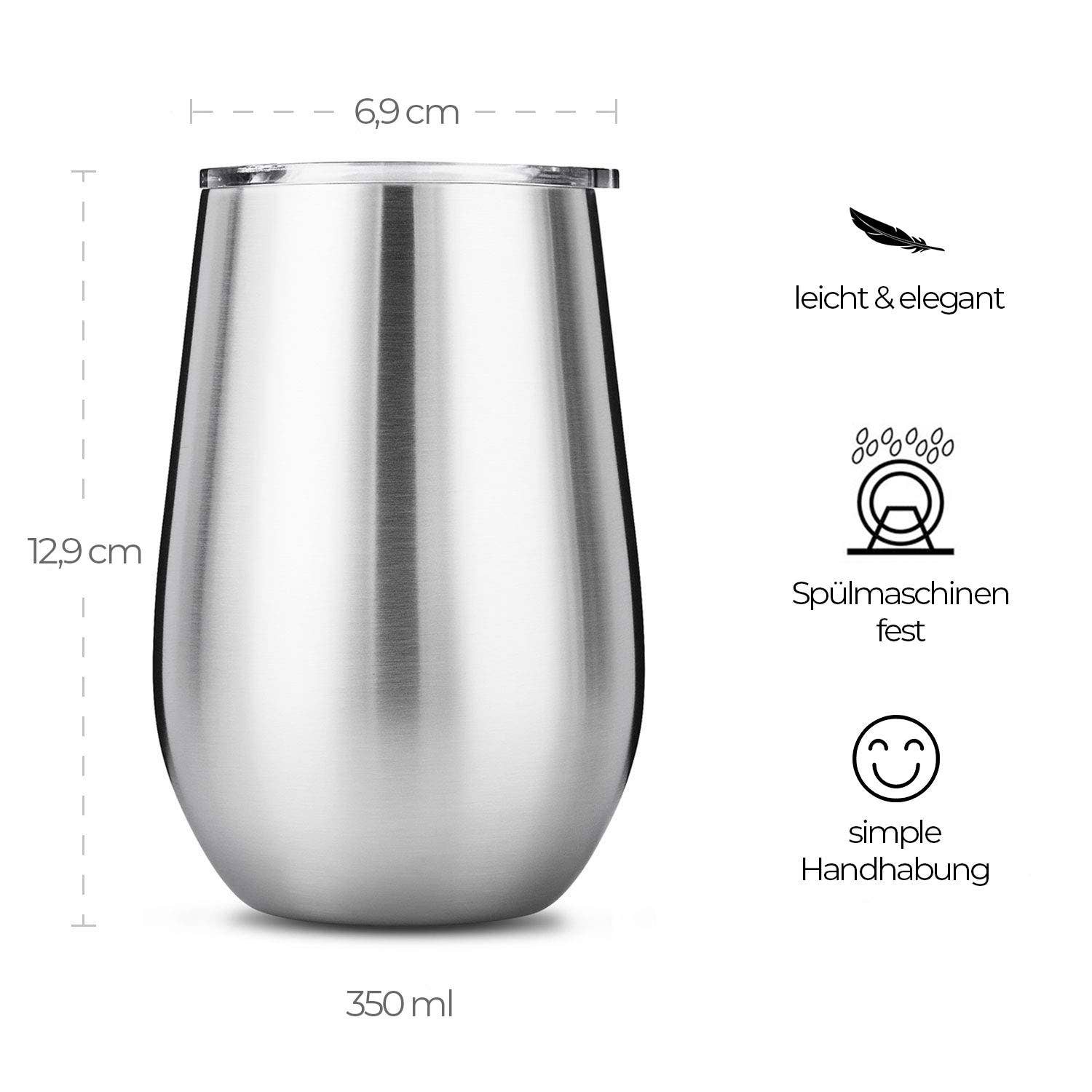BOHORIA – wholesale Insulated mug/tumbler – 2 x tumbler stainless steel cups, silver steel set.3
