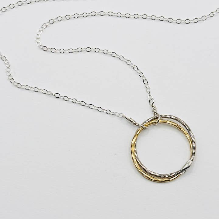 Double Interlocking Circle Necklace for wholesale by Middle Sister Designs
