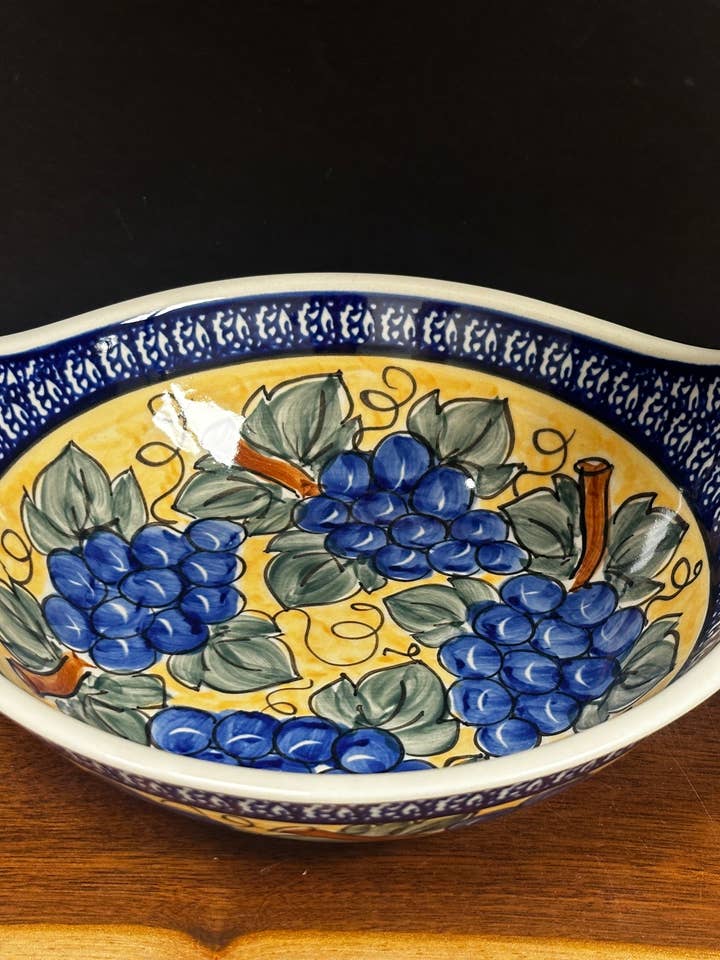 Bowl, Miska Serving 10" - Tuscan Grapes for wholesale by Music City Polish Pottery