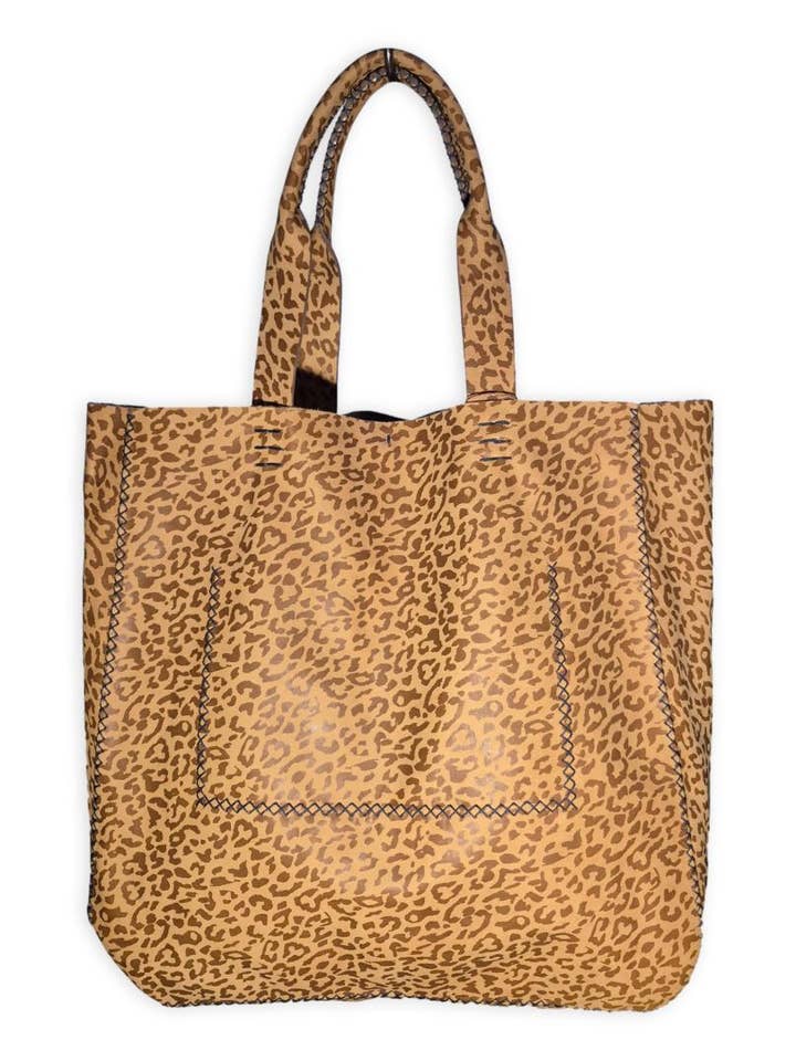 ipanema taske | honningbrun leopard-print genanvendt læder for engroshandel hos VOLTA ATELIER